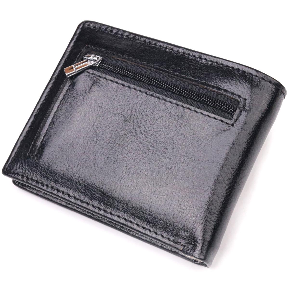 Зажим для купюр мужской ST Leather 19416 Money Clip из натуральной гладкой кожи Черный (B55000) - фото 2