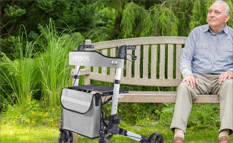 Ходунки на колесах легкие ролатор AREBOS для взрослых и пожилых людей (1980576285) - фото 7 Ходунки на колесах легкие ролатор AREBOS для взрослых и пожилых людей (1980576285) - фото 7