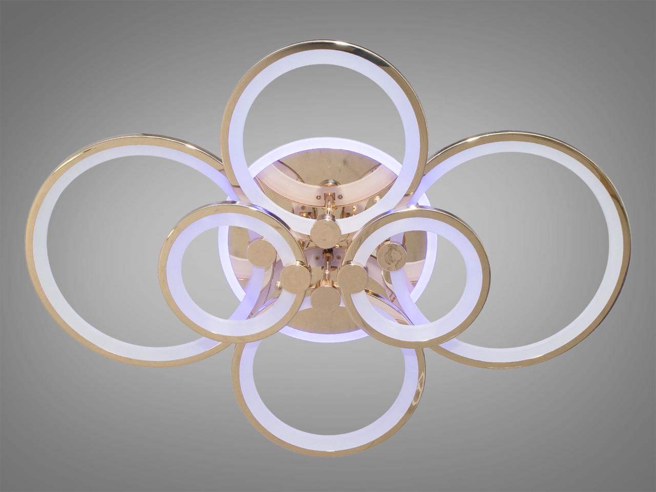 Люстра светодиодная в спальню с пультом 8022-6G-LS 135W на 19 м2 Золотой (1984255042) - фото 2