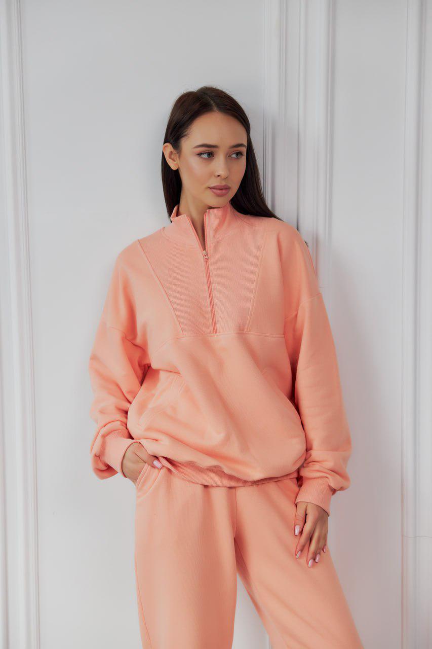 Костюм спортивный женский М148.3 3-х нитка M Персиковый (162-1-61) - фото 4 Костюм спортивный женский М148.3 3-х нитка M Персиковый (162-1-61) - фото 4