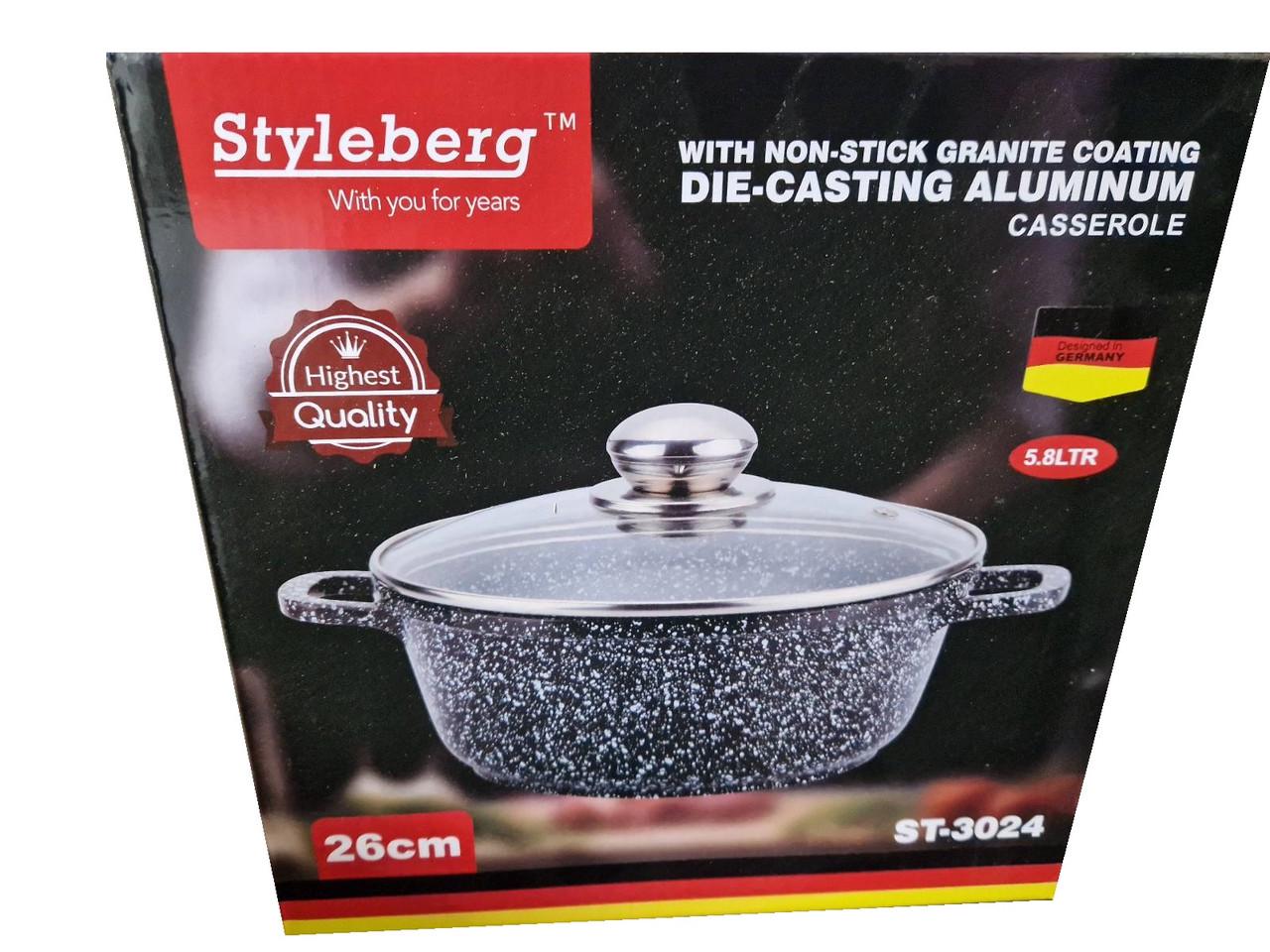 Кастрюля с гранитным покрытием Styleberg ST-3024 5,8 л Черный (ST-3024) - фото 5 Кастрюля с гранитным покрытием Styleberg ST-3024 5,8 л Черный (ST-3024) - фото 5