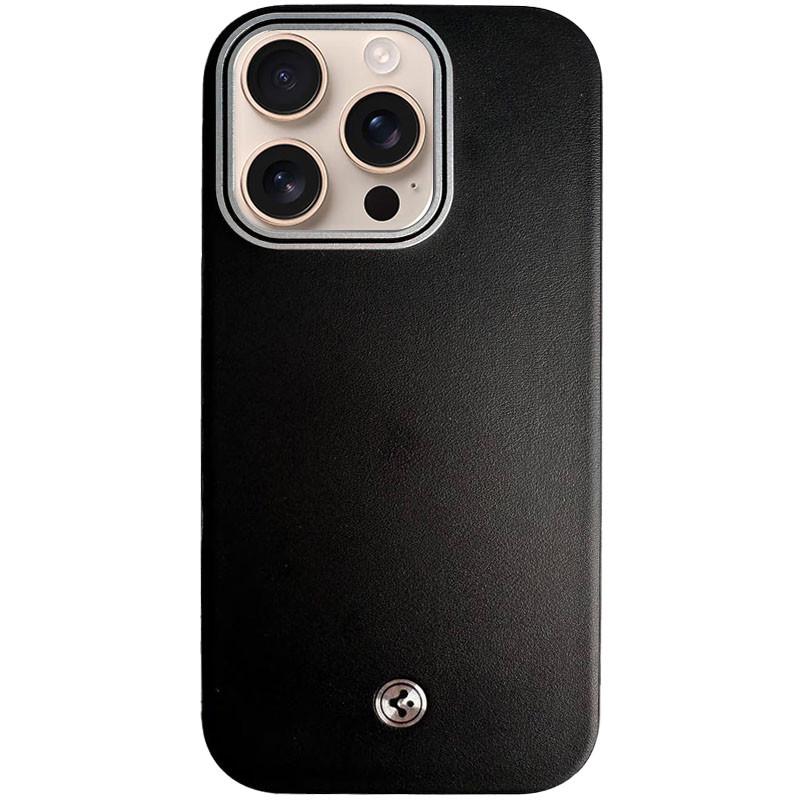 Противоударный чехол PC+Leather SGP with MagSafe для Apple iPhone 16 (6.1") Black