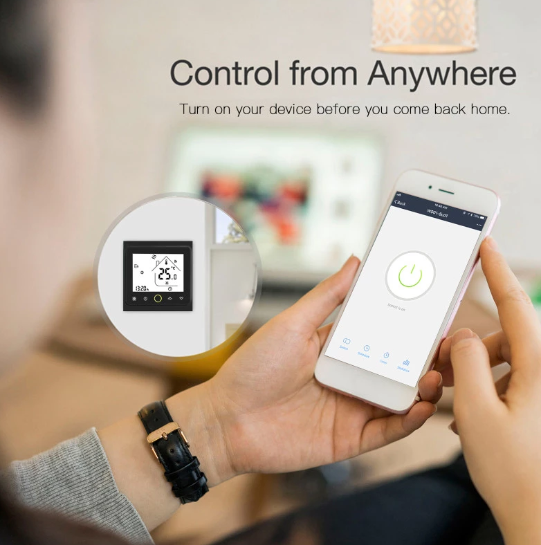 Термостат программируемый сенсорный Moes BHT-002-GC 3A для газовых котлов с WIFI управлением - фото 7