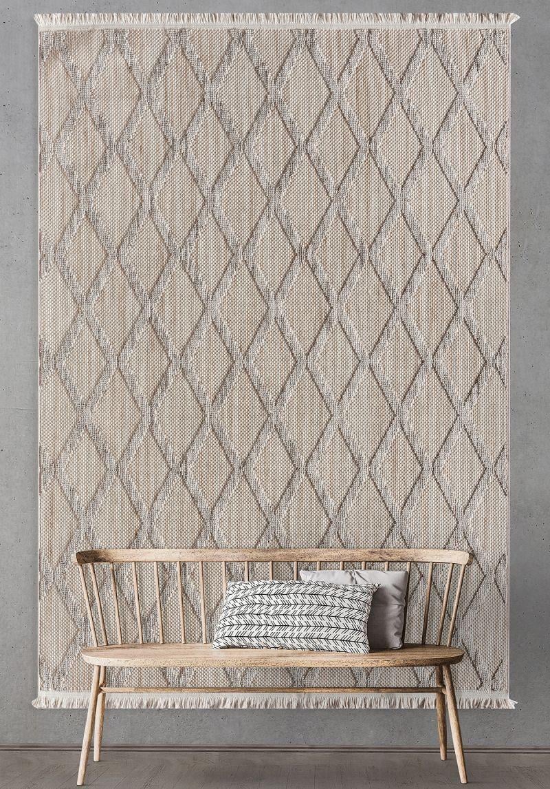 Ковер безворсовый Agra ER21B 80x150 см Light Grey/Beige (94870815)