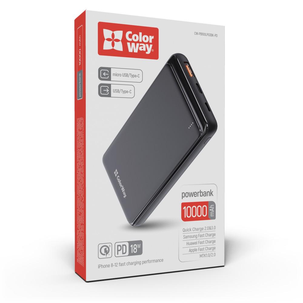 Повербанк ColorWay Slim 18W 10000 mAh Black (CW-PB100LPG3BK-PD) - фото 11