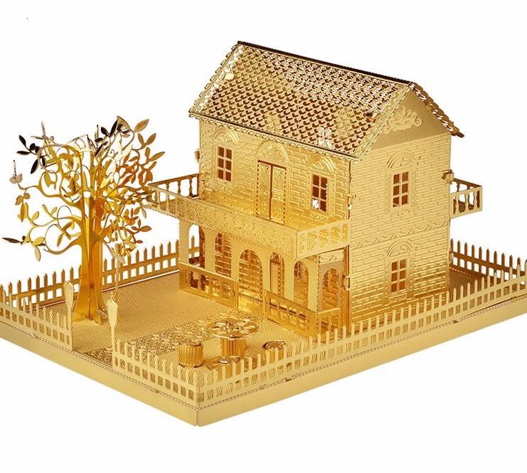 Конструктор Piececool Mini villa gold version P028-G колекційна модель - фото 2