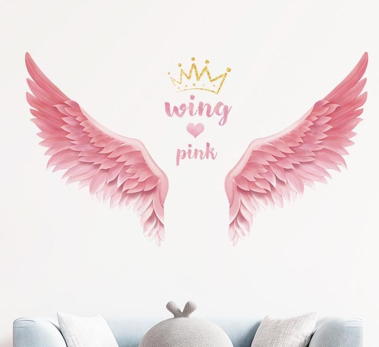 Наклейки виниловые Розовые крылья Wing pink лист 60х90 см (Б202-2)