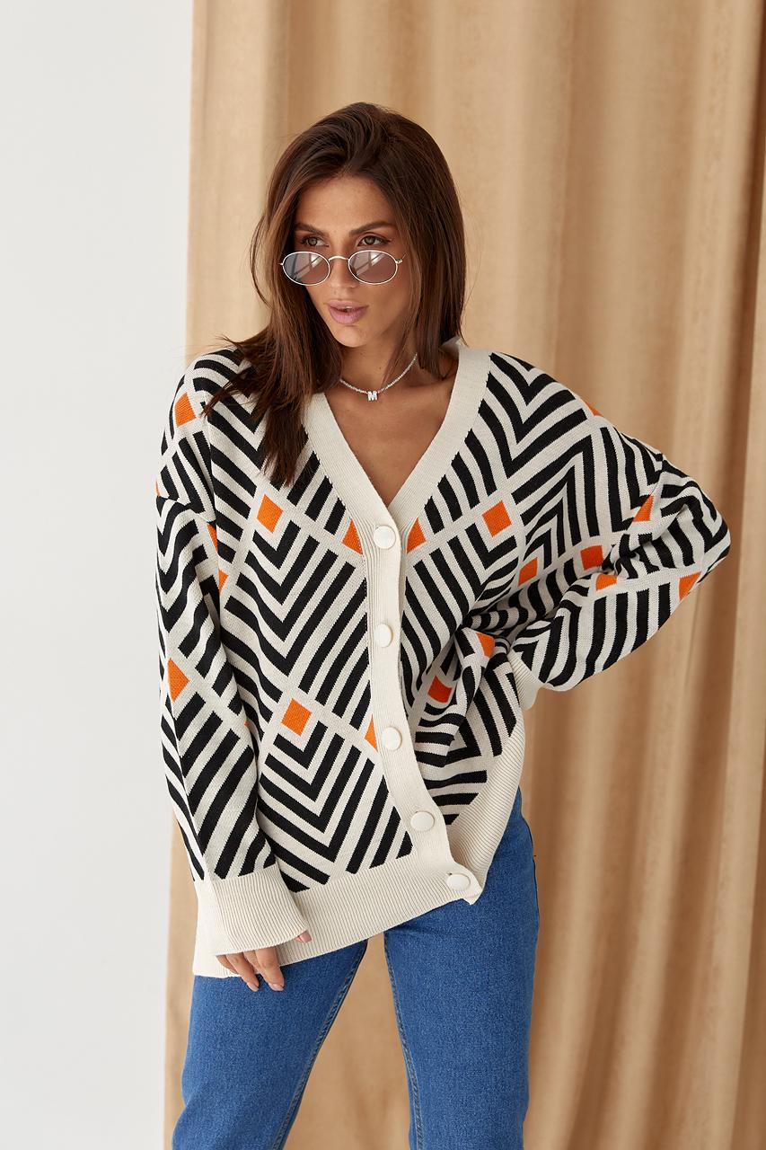 Кардиган женский оверсайз M Оранжевый (9528285) - фото 6 Кардиган женский оверсайз M Оранжевый (9528285) - фото 6