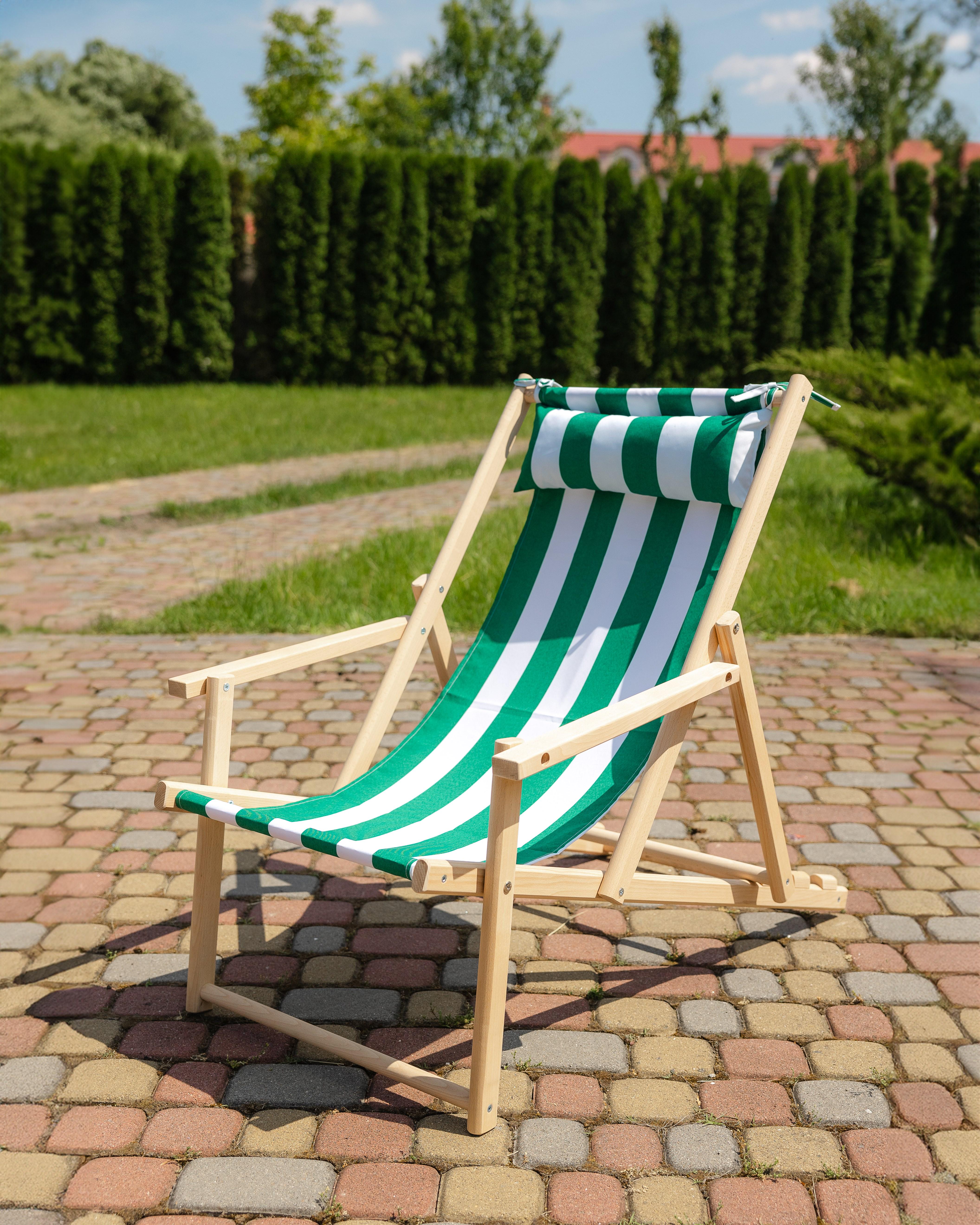 Шезлонг дерев'яний розкладний XRmaster з підлокітниками та підголовником Зелено-білий (0002243) - фото 1 Шезлонг дерев'яний розкладний XRmaster з підлокітниками та підголовником Зелено-білий (0002243) - фото 1