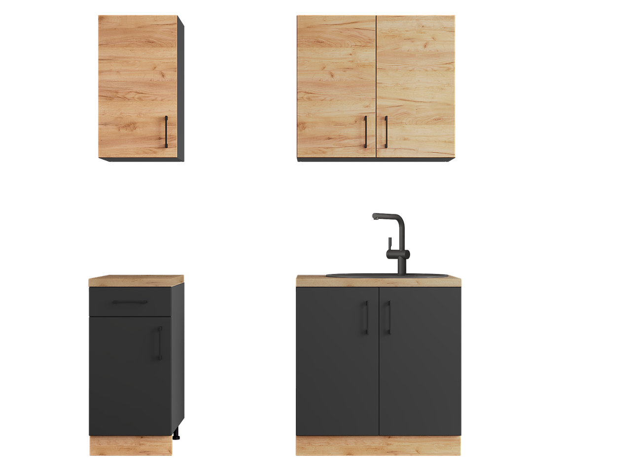 Комплект кухни К-1 Эверест Оптима без столешниц 1,8 м Крафт золотой/Антрацит (ЕК-26001) - фото 3