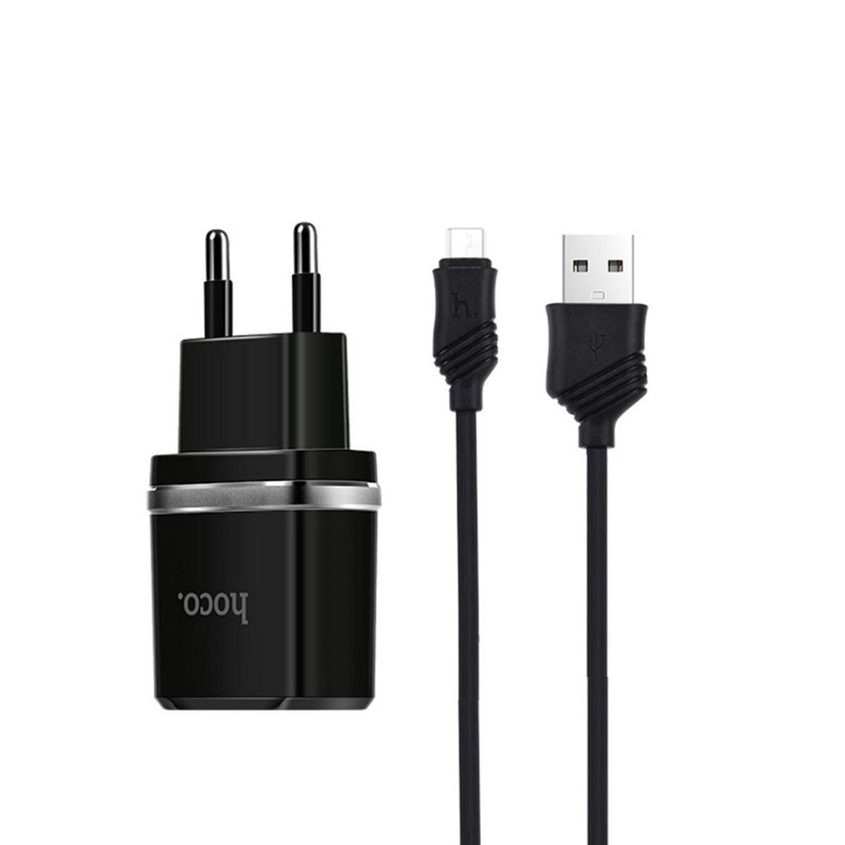 Мережевий зарядний пристрій Hoco C12 Smart Micro EU 2USB 2,4A Black