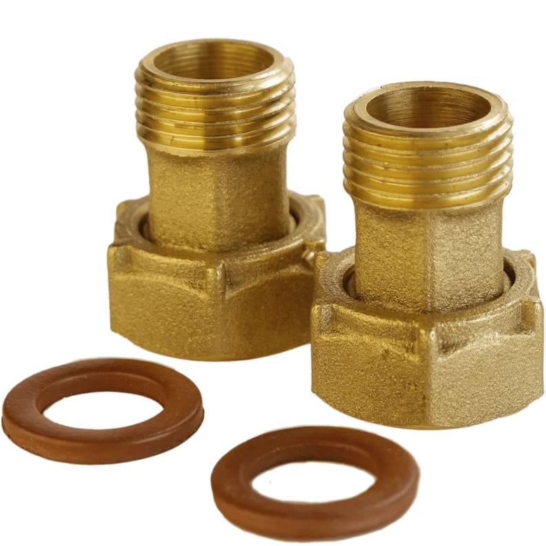 Комплект штуцеров для счетчика латунный 3/4″ВР х 1/2″УР с биконитовой прокладкой Б2709-1КбА (000026254)