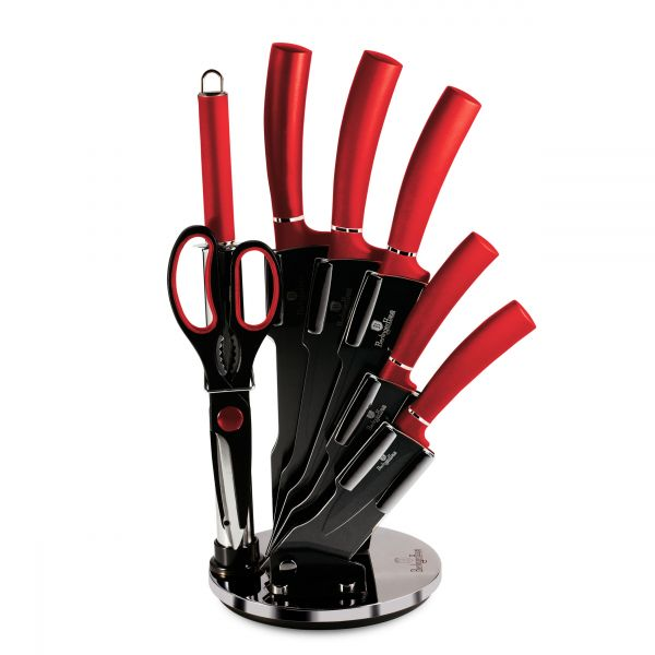 Набір ножів на акриловій підставці Berlinger Haus Metallic Line Burgundy Edition нержавіюча сталь 8 пр. (30547334)
