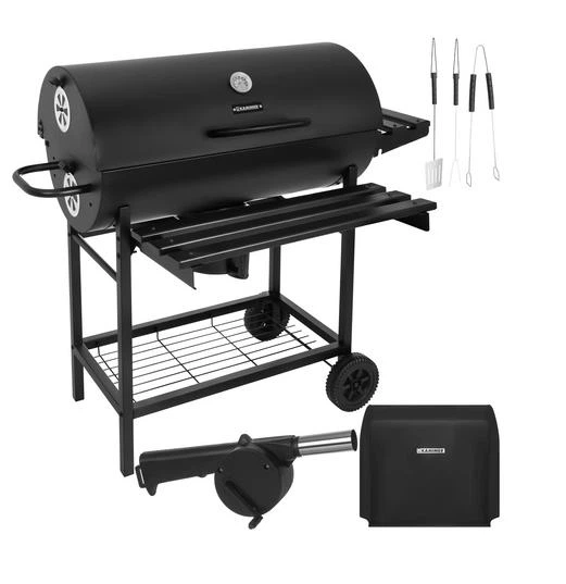 Гриль угольный садовый Kaminer 27315 с крышкой/термометром/2 решетками/полками и зольником 108x67x96 см (27315)