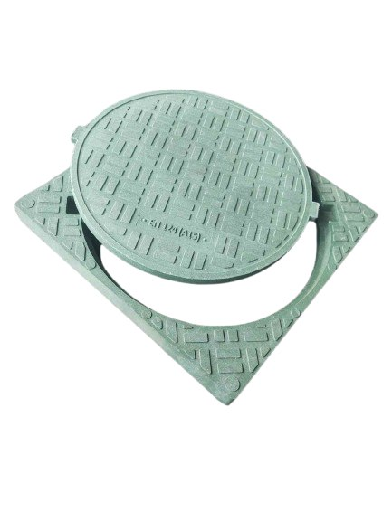 Люк квадратный с круглой крышкой Евро А15 с замком 670х670 мм Зеленый