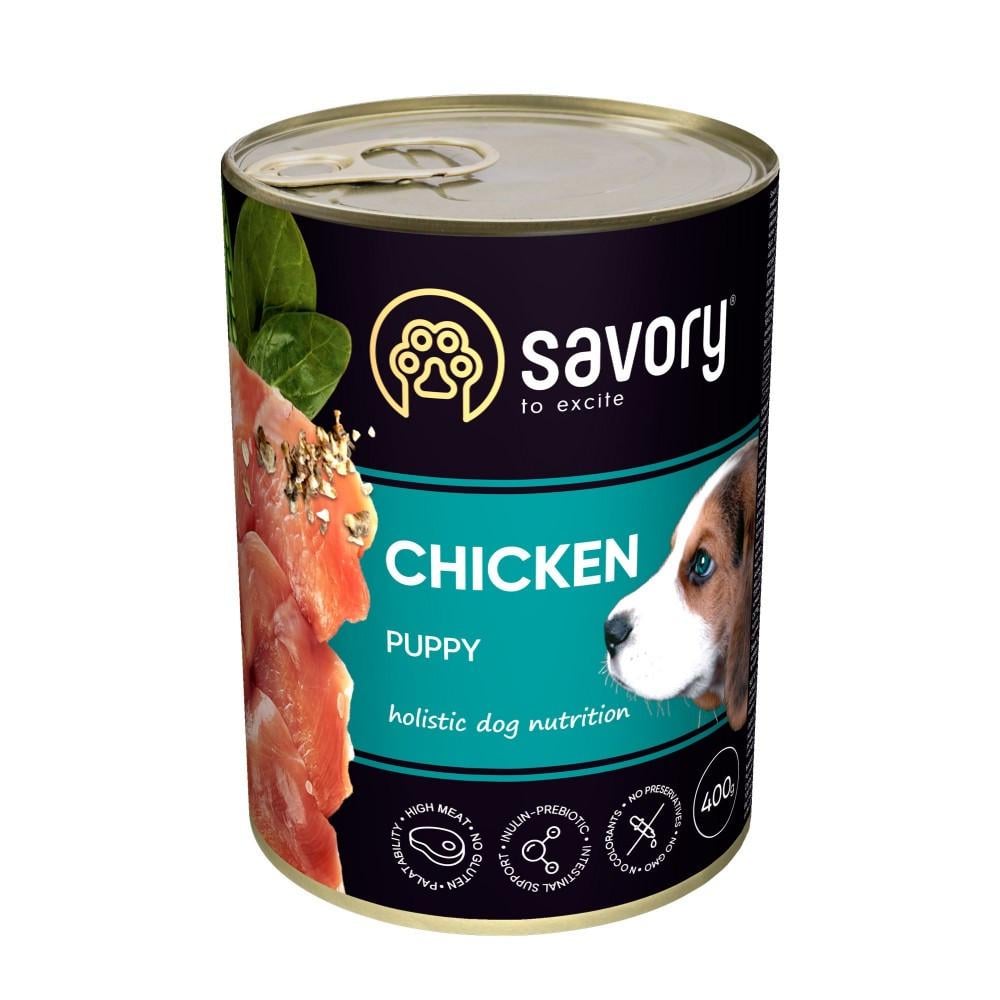 Корм влажный Savory Dog All breeds Puppy Chicken паштет для щенков всех пород с курицей 400 г (4820232630556)