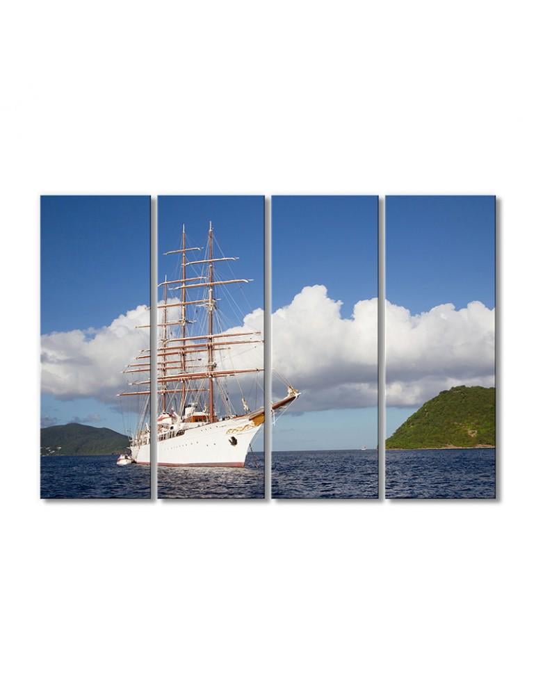 Картина модульная Парусный корабль 4 модуля 90x135 см (135252_Transport)