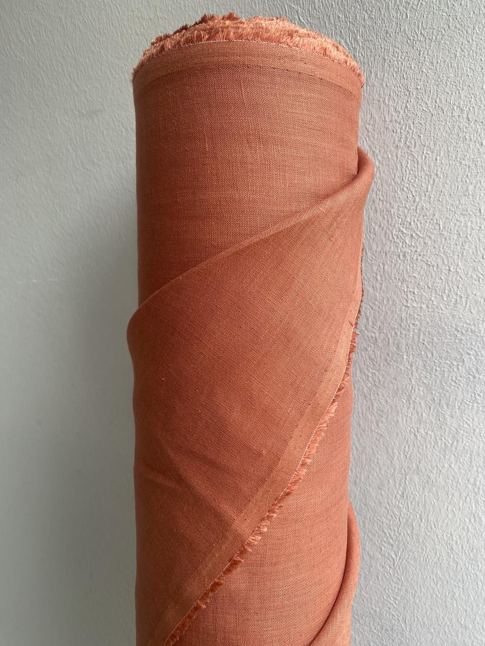 Ткань рубашечно-платьевая LINEN PLUS 100% лен 143 см 1682 Терракотовый - фото 4