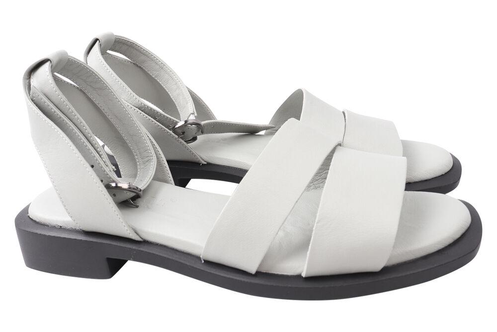 Босоножки женские Endican из кожи на низком ходу с открытой пятой р. 36 Белый (67-21LBC)