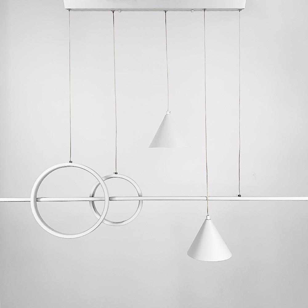 Люстра видовжена LED з 2 конусними плафонами 120 см Білий (MJ 114 WT) - фото 2