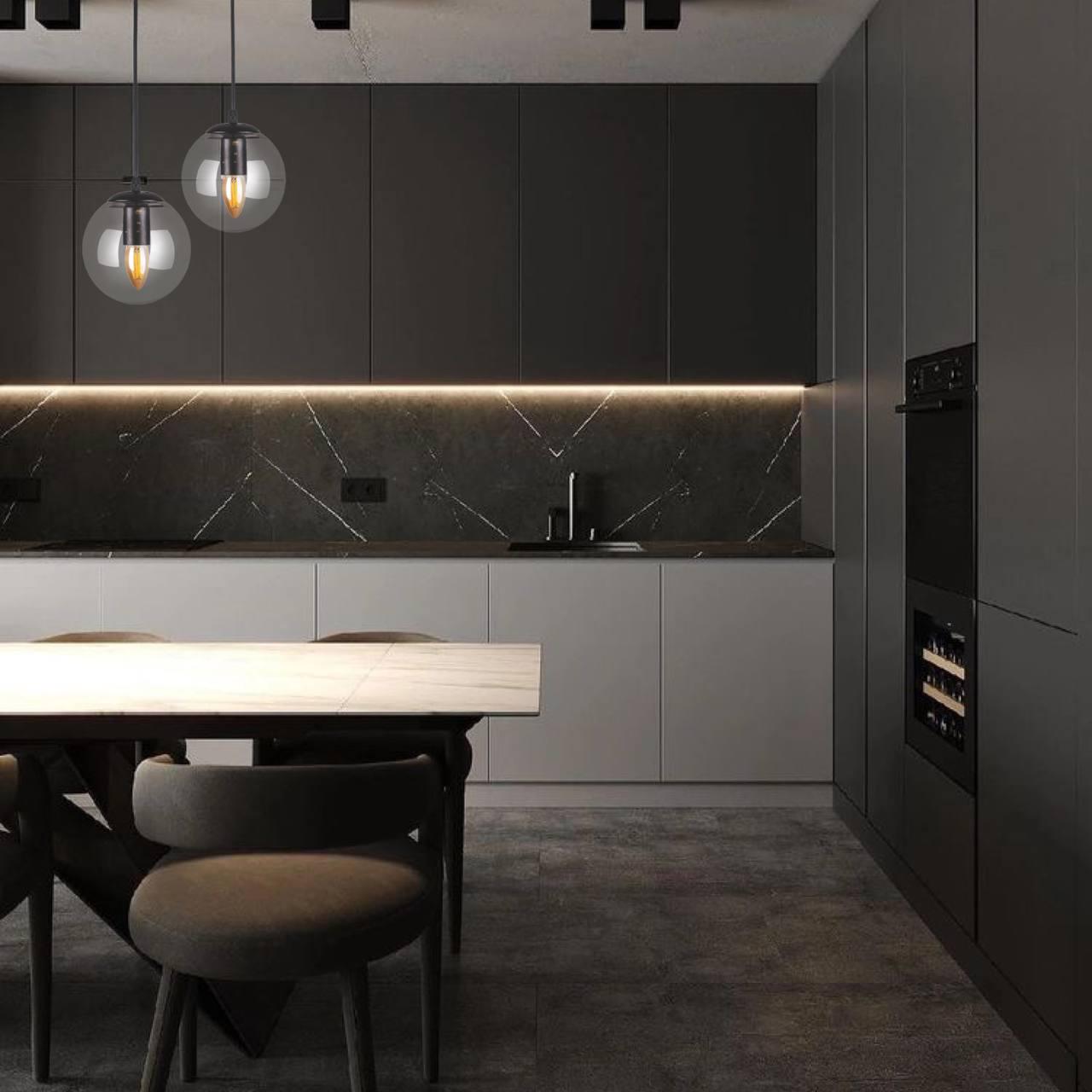 Подвес со стеклянным шаром Чeрный/Прозрачный (56-PR150F-1 BK+CL) - фото 3 Подвес со стеклянным шаром Чeрный/Прозрачный (56-PR150F-1 BK+CL) - фото 3