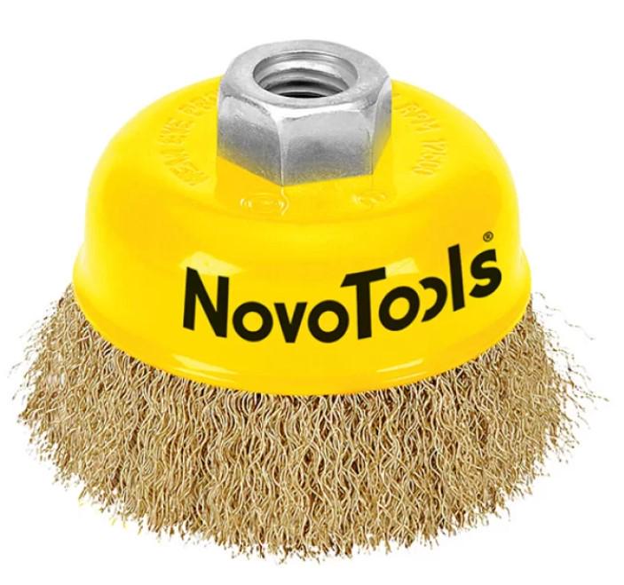 Чашечная проволочная щетка NovoTools NTWB10014BC 100 мм М14 с гофрированным проводом (22133)