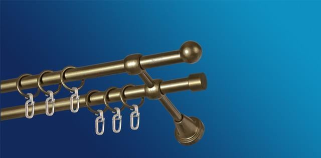 Карниз для штори Plastidea Болонь металевий подвійний з гачками D 16/16 мм 240 см Антик - фото 1 Карниз для штори Plastidea Болонь металевий подвійний з гачками D 16/16 мм 240 см Антик - фото 1