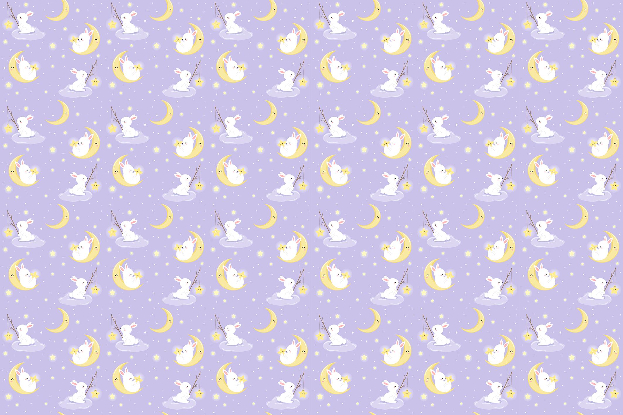 Фотошпалери флізелінові Upstream Зайчики на місяці 285х190 см (S5KID-113/4)