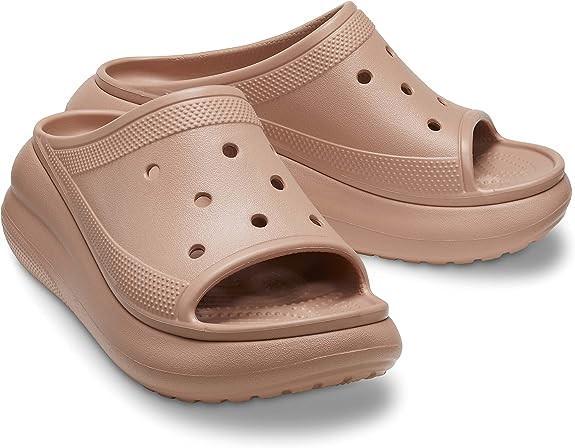 Шльопанці жіночі утеплені Crocs Classic Crush Platform Slide Cork р. 44-45 Пудровий (20076)