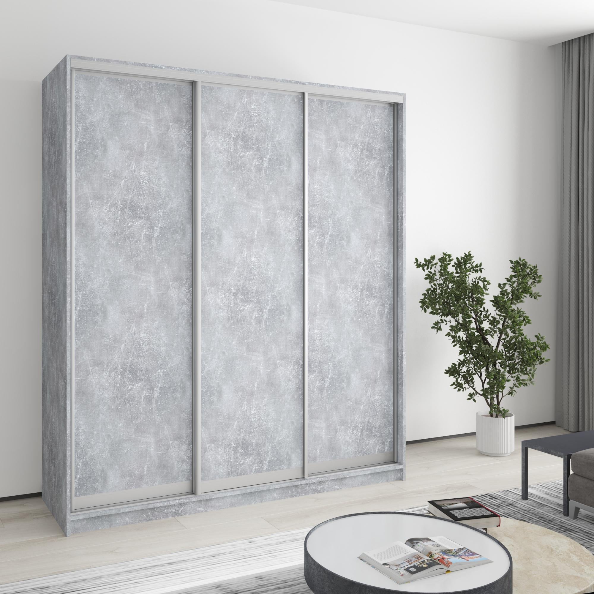 Шкаф-купе трехдверный MebelStar Комбо AL 3ДСП 180x45x210 см Бетон (MBS-3174)