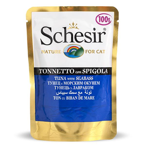 Корм вологий для кішок Schesir Tuna Seabass з тунцем і окунем 100 г (8005856751085)