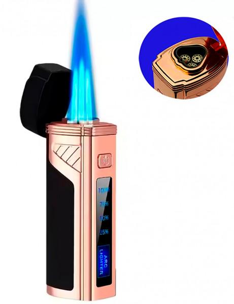 Запальничка турбо електронна газова Lighter з 3 форсунками для сигар (62256) - фото 3