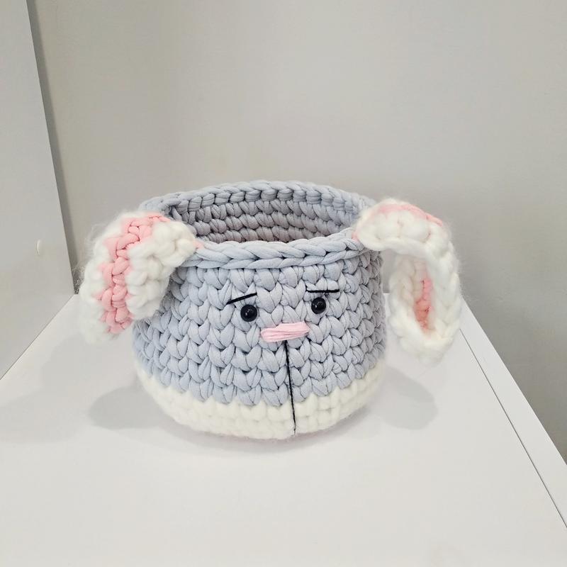 Вязаная корзина для игрушек ручной работы 12х12 см (23562-Нов)