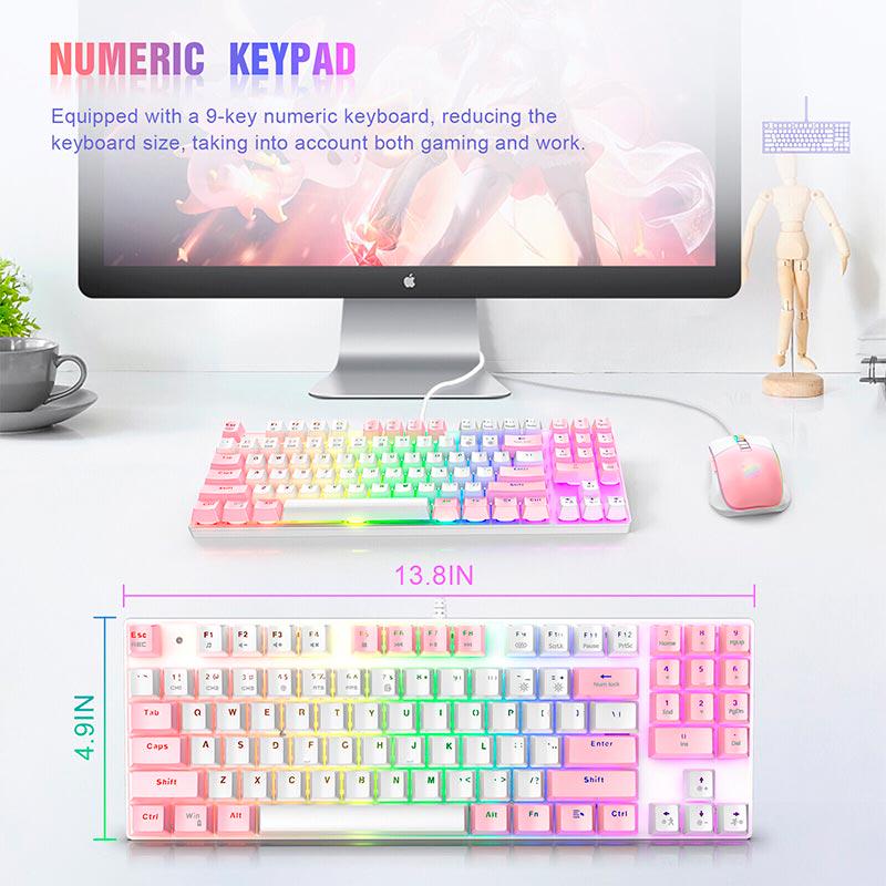 Клавиатура с мышкой для игр ONIKUMA Gaming Combo 2в1 G26/CW905 ENG Pink (11169396) - фото 6