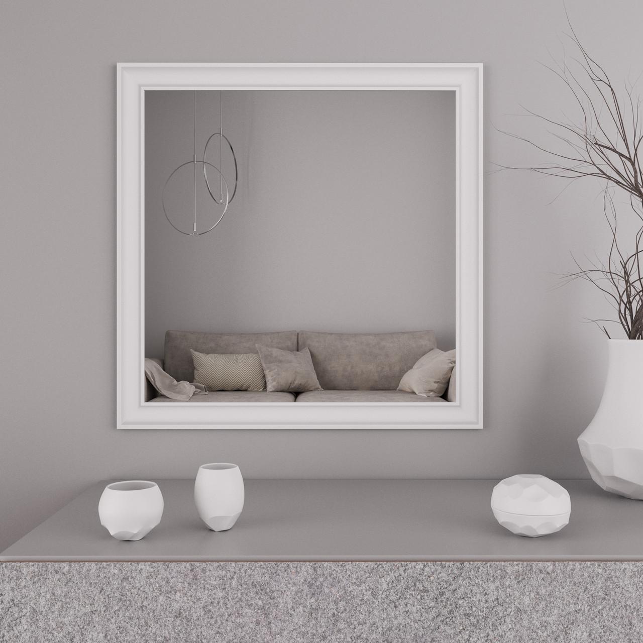 Зеркало квадратное Black Mirror на стену 69х69 см Белый (5022-64) Зеркало квадратное Black Mirror на стену 69х69 см Белый (5022-64)