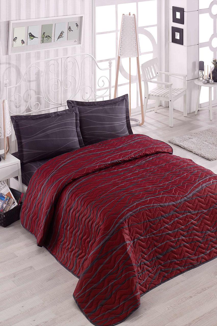 Покрывало стеганное с наволочками Eponj Home Verda bordo 200х220 (2000022187893)