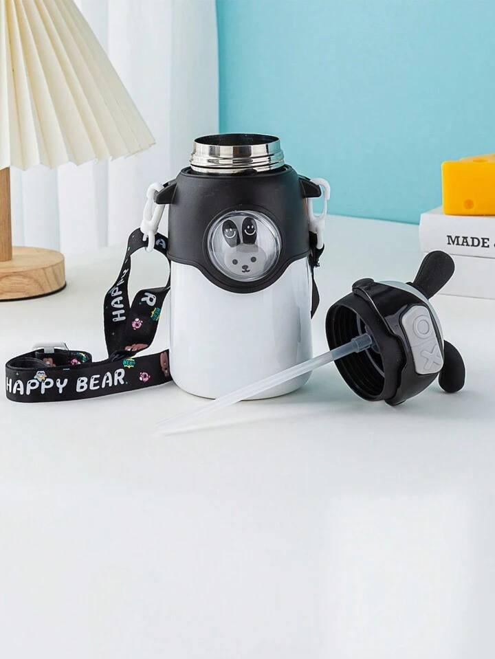 Термос детский с ремешком Зайчик 500 мл Черный (2386) - фото 4