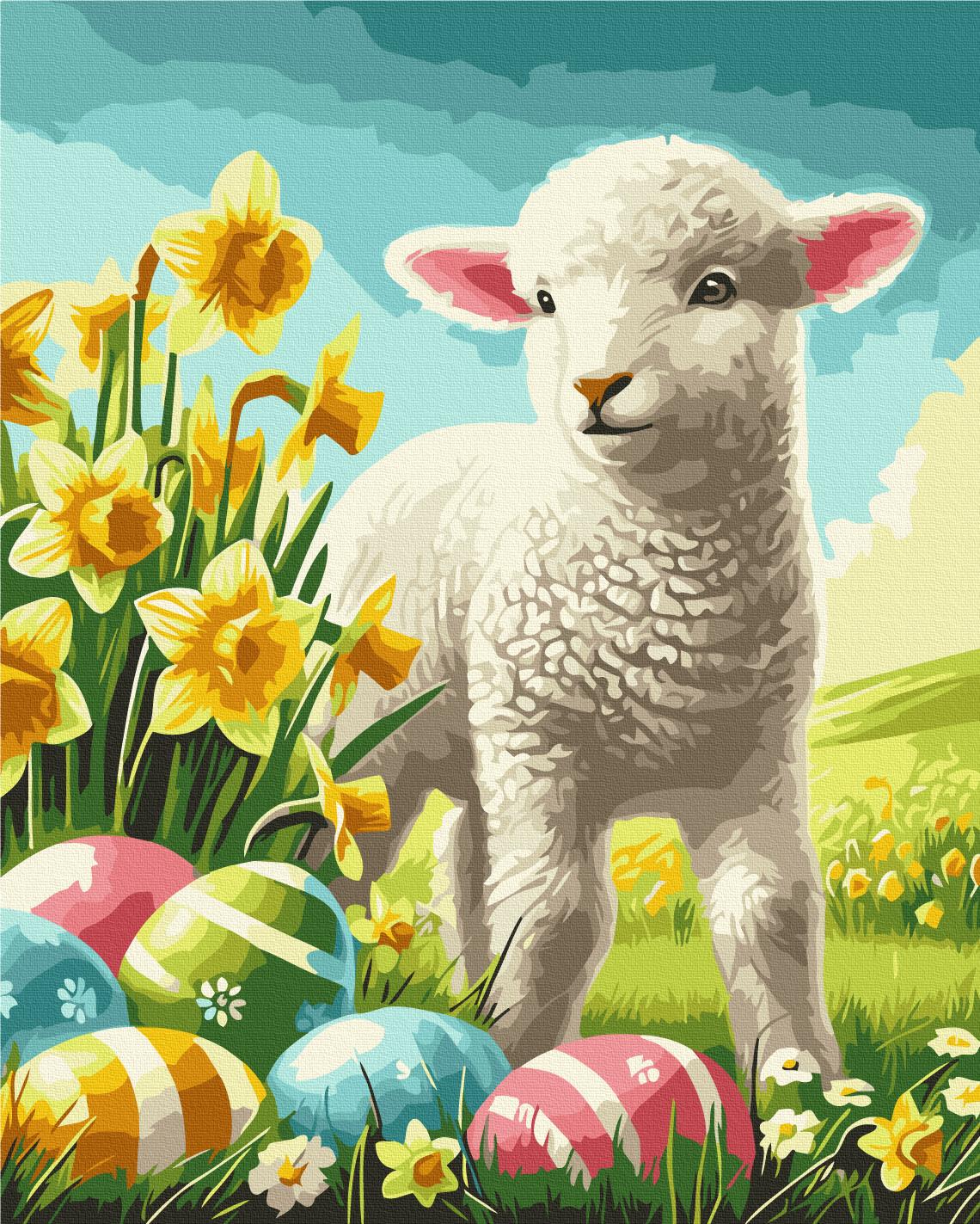 Картина по номерам Brushme Весенние цветы и пасхальные яйца 40x50 см (BS54300)