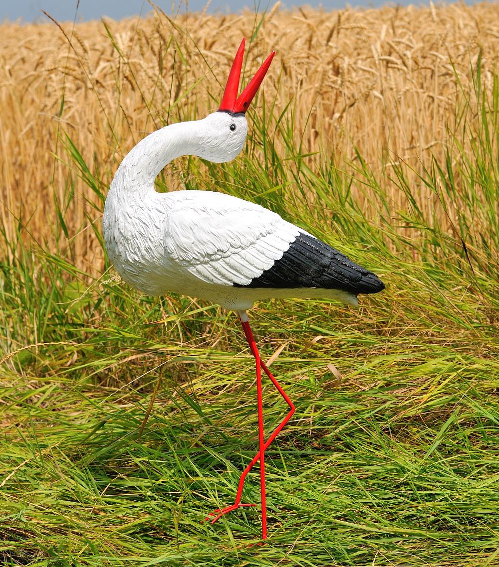 Садовая фигура Аист с открытым клювом на металлических лапах 94 см (2291)
