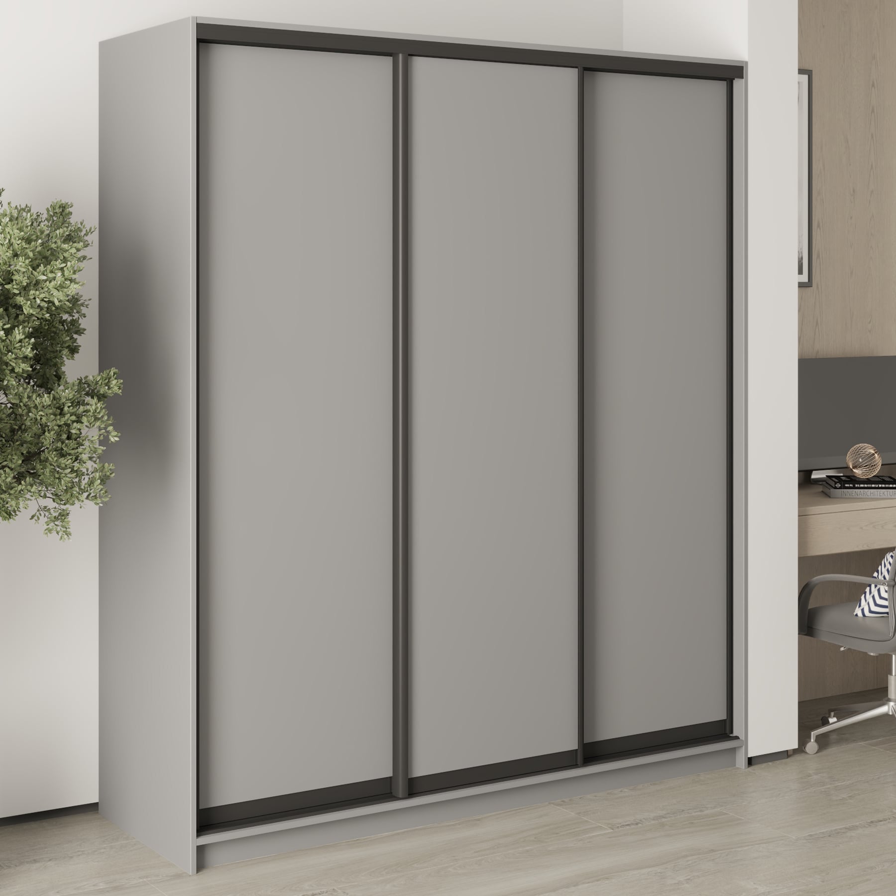 Шкаф-купе трехдверный Mebel Star Стандарт BG MBS-8304 180х45х210 см Серая мышка (1007715)
