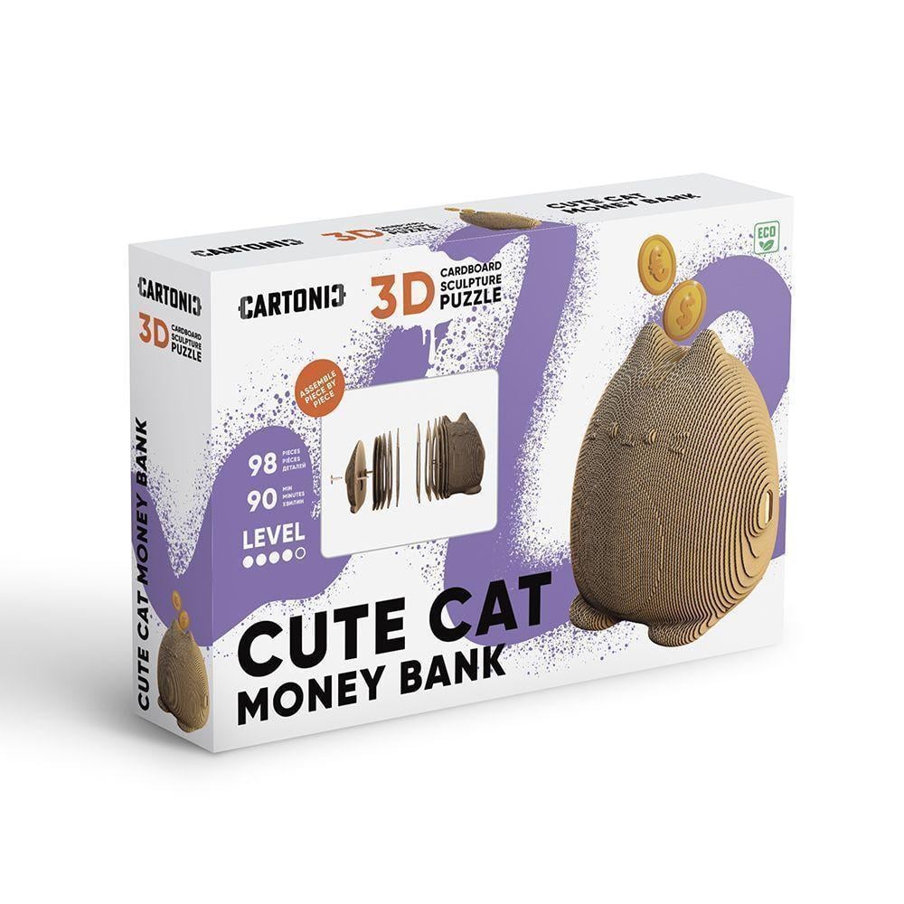 Пазл картонный 3D Cartonic Cute Cat Piggy Bank Копилка 98 деталей (2553271038)