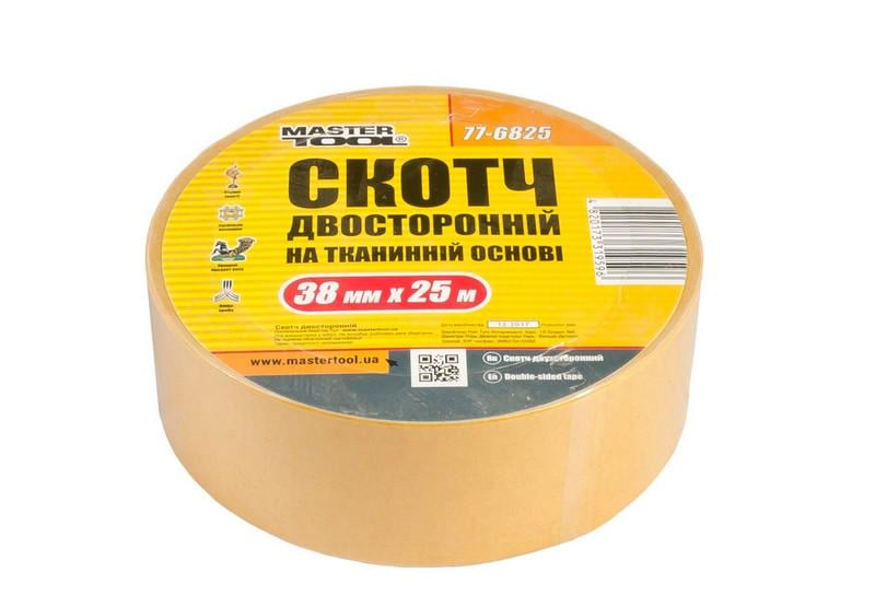 Скотч двухсторонний MasterTool на тканевой основе 38 мм 25 м (77-6825) Скотч двухсторонний MasterTool на тканевой основе 38 мм 25 м (77-6825)