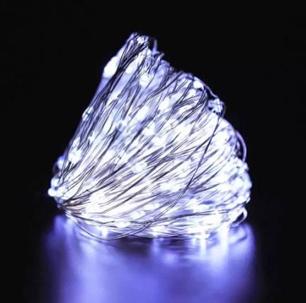 Гирлянда-нить на батарейках 100LED 10 м White (000150189) Гирлянда-нить на батарейках 100LED 10 м White (000150189)