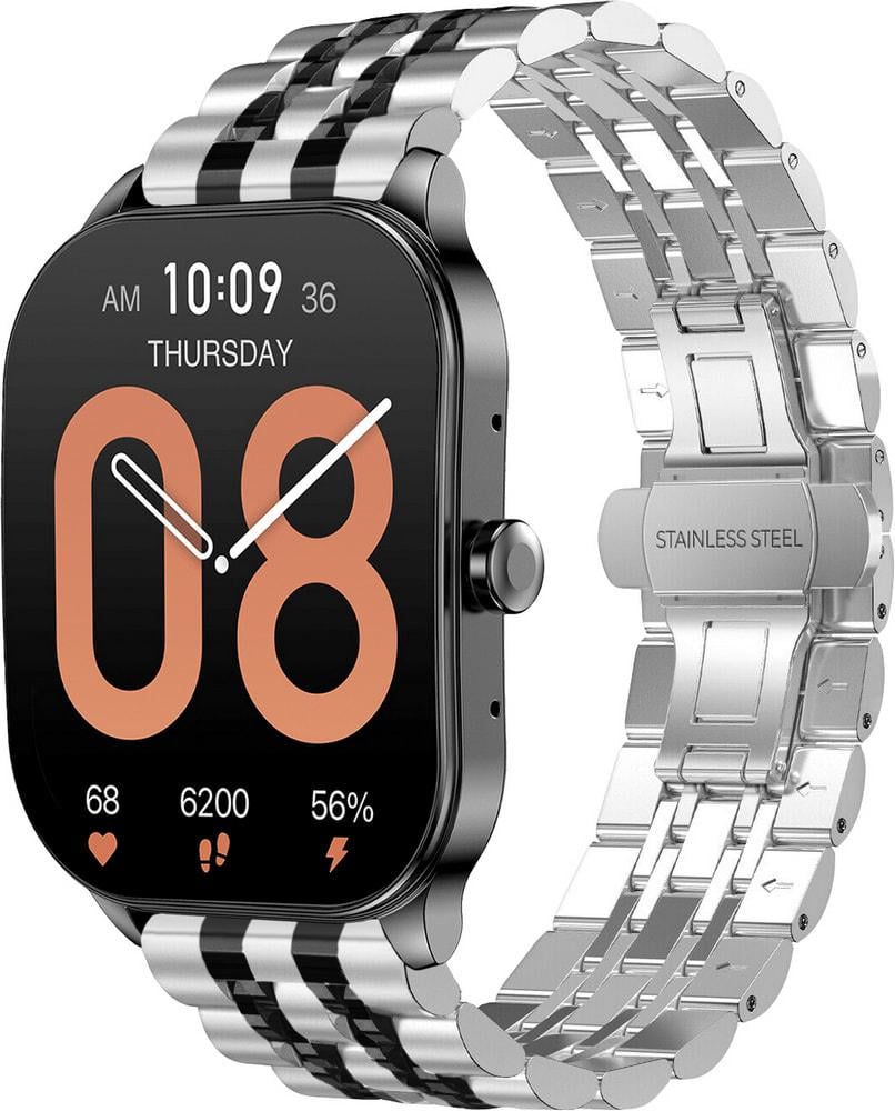 Браслет металлический Spinye Line для Amazfit Pop 3S/3R Silver Black (34442-69)