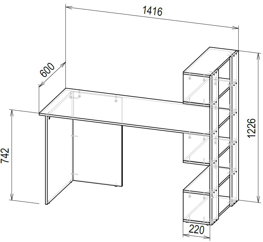 Комп'ютерний стіл IdealMebel КС-1 Антрацитовий (КС-1-4) - фото 2 Комп'ютерний стіл IdealMebel КС-1 Антрацитовий (КС-1-4) - фото 2