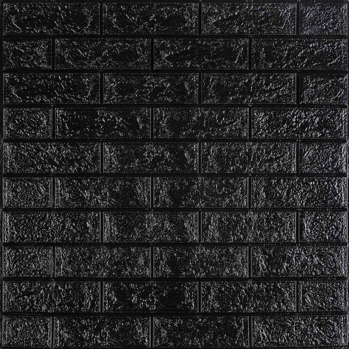 3D панель самоклеющаяся кирпич 700x770x3 мм 019-3 Черный (SW-00000584)
