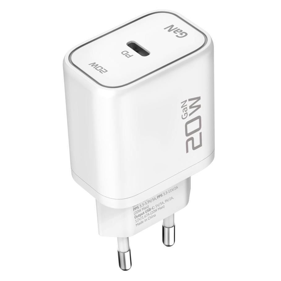 Зарядний пристрій мережевий Ridea RW-GaN20BC Boost 1×USB-C GaN PD/QC/PPS 20 Вт 110-240 В White (38005091)
