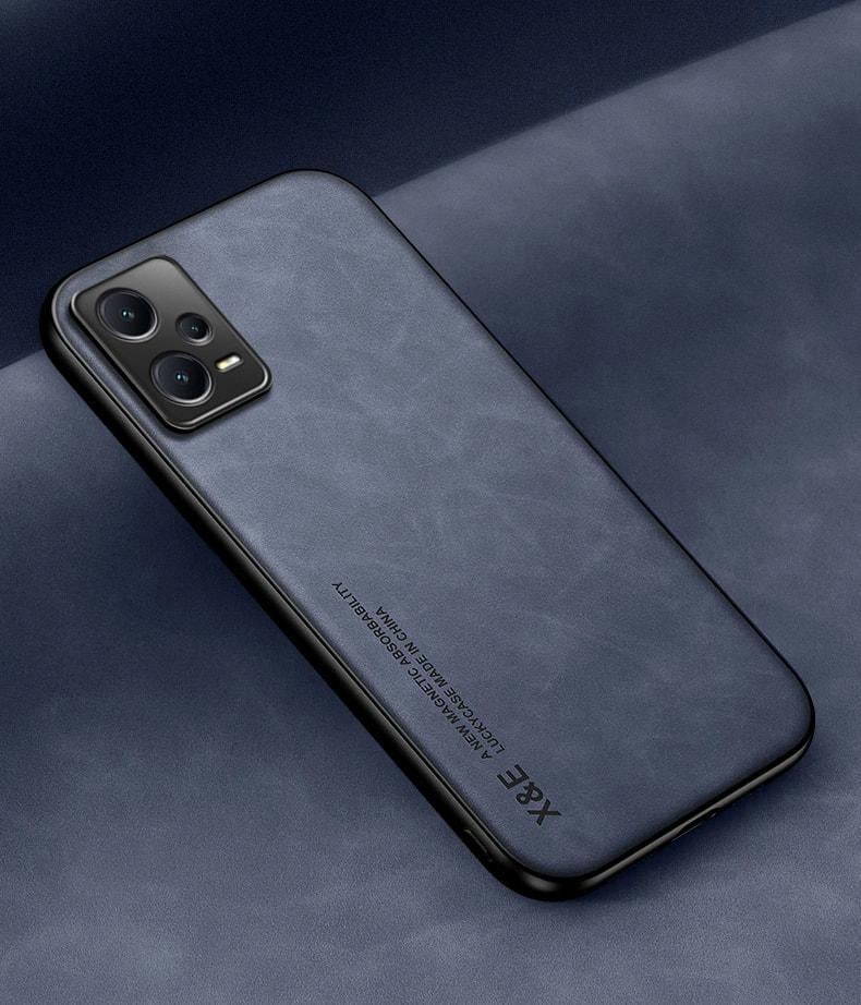 Кожаный чехол XnE Xiaomi Redmi Note 12 Pro+ 5G с металлической вставкой Blue (35028-28)