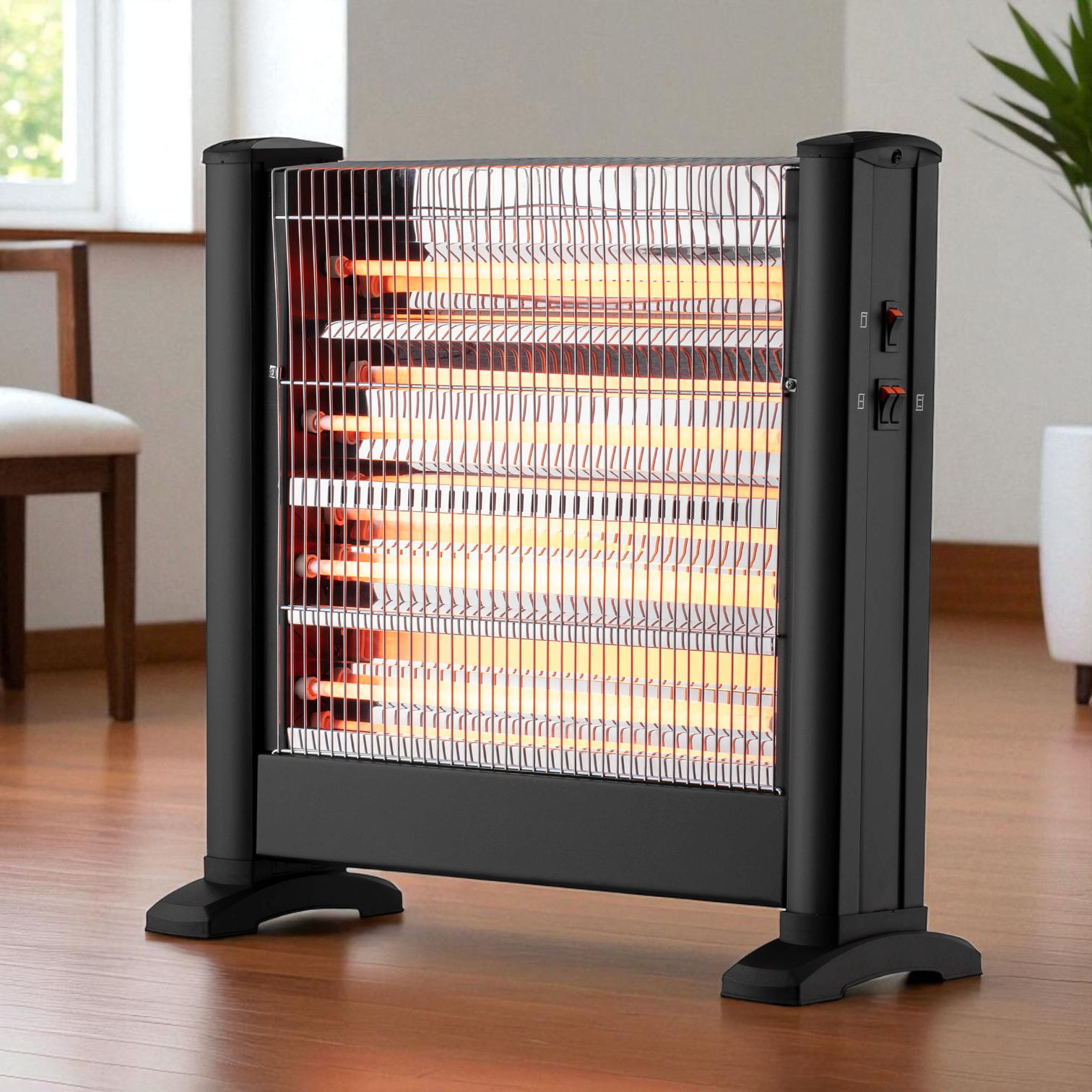 Инфракрасный обогреватель кварцевый напольный с термостатом для дома и гаража 2,2 кВт Черный (IHS-22001) - фото 6 Инфракрасный обогреватель кварцевый напольный с термостатом для дома и гаража 2,2 кВт Черный (IHS-22001) - фото 6