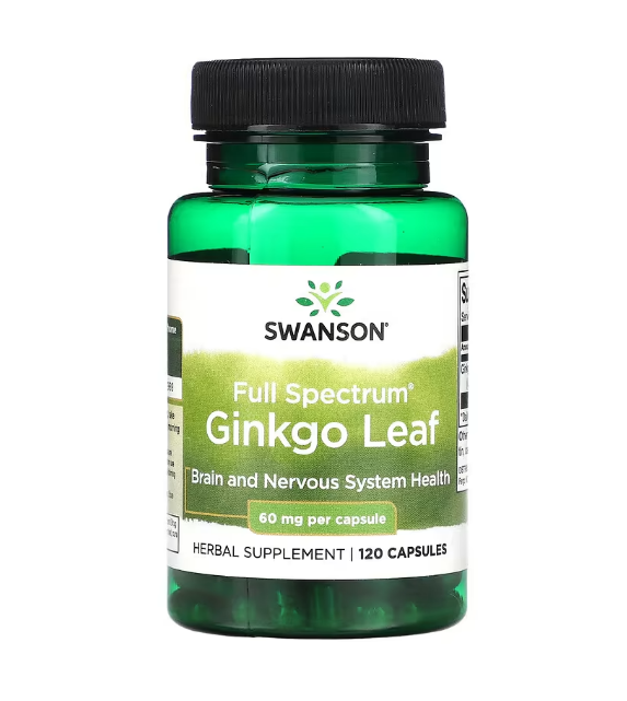 Натуральна добавка Гінкго Білоба Swanson Ginkgo Biloba 60 мг 120 капс.